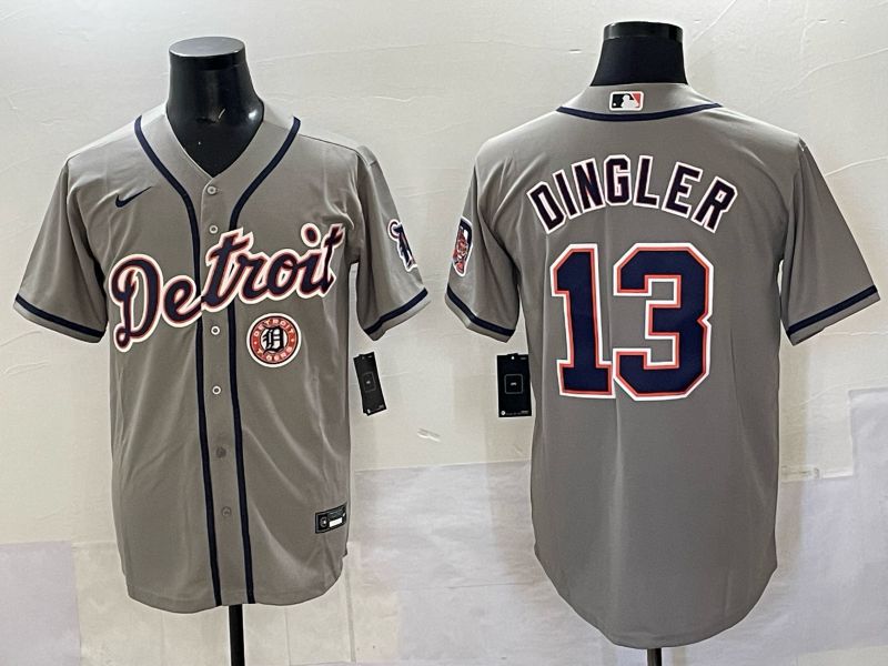 Men 2025 Detroit Tigers 13 Dingler Grey Nike MLB Jersey 08